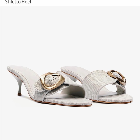 Lhamo Latso Shoes - New-Buckle Slide Heeled Sandals for Women with 2.25 Inch Stiletto Heel